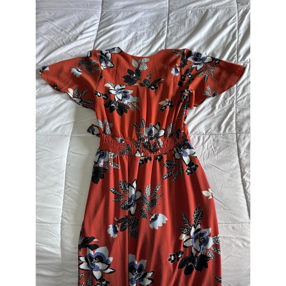 Monteau Los Angeles Womens Small Dress Red Floral Ruffled Tiered Flowy Maxi EUC - Picture 7 of 10